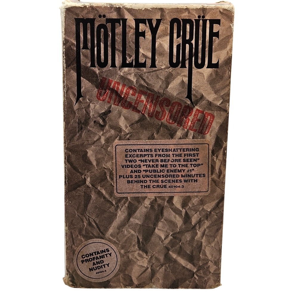 Motley Crue Uncensored VHS 1986 Elektra Music Video Documentary 40104-3 Brown